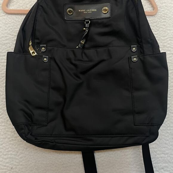 Marc Jacobs Nylon Backpack Black Gold Hardware M0012907 001 Logo Top Zip Preppy Nylon Backpack | Marc Jacobs | Official Site main image 3